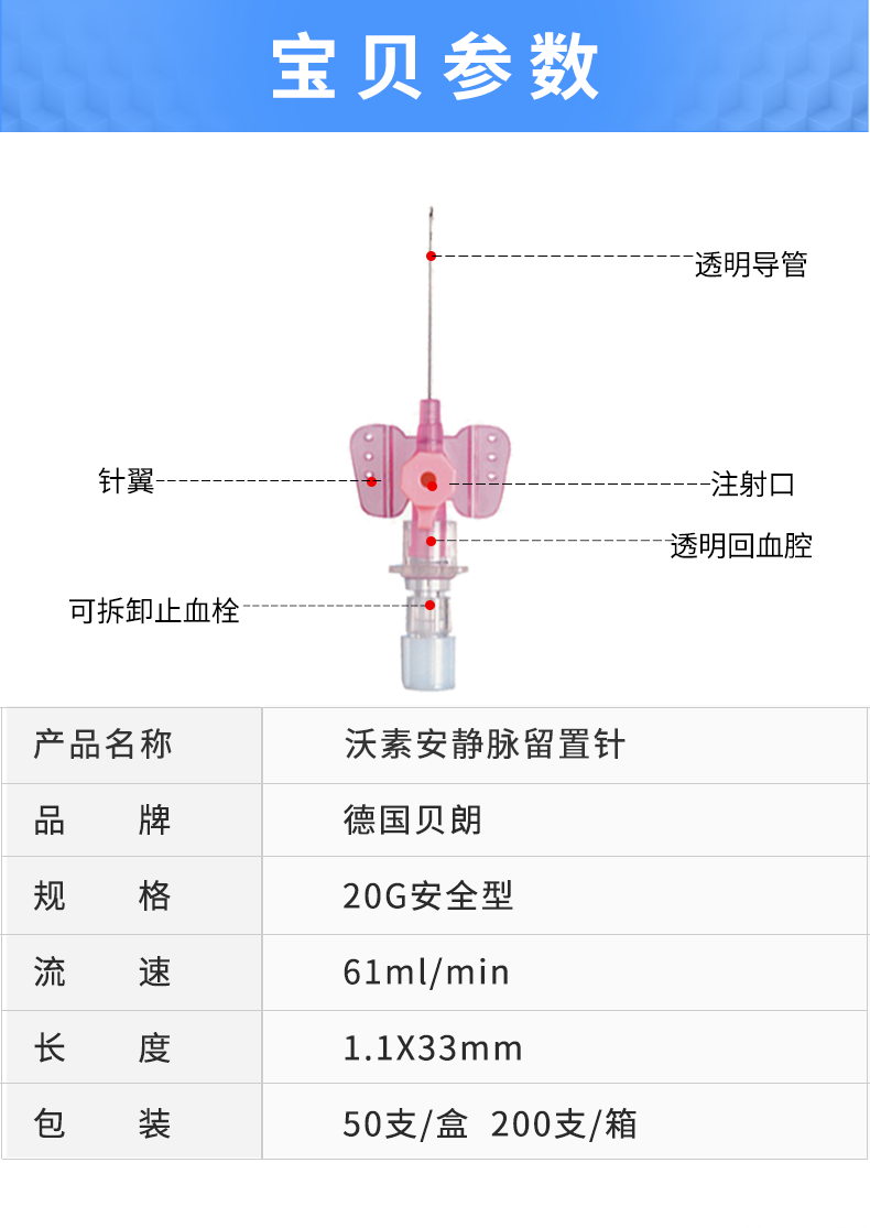 德国贝朗加药壶动静脉留置针 vasofix safety 沃素安 20g 安全